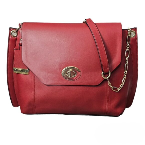 Antonio Melani Leather Red Shoulder Bag NEW - Picture 1 of 16